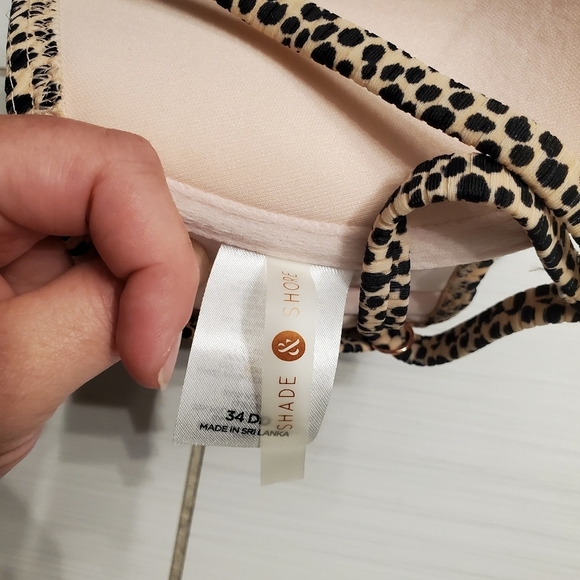 Shade & Shore Padded Push Up Bikini Top 34DD Bottoms M Leopard Print Ribbed Swim - Picture 10 of 16